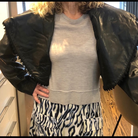 Vintage 80’s Cropped Leather Jacket, Sz 6-8 - Picture 8 of 9